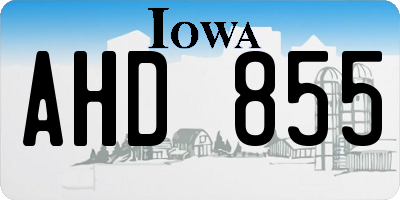 IA license plate AHD855