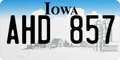 IA license plate AHD857