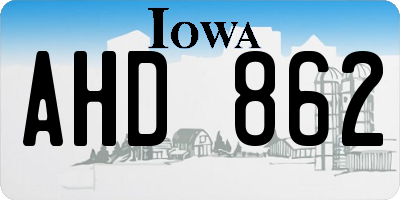 IA license plate AHD862