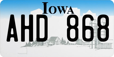 IA license plate AHD868