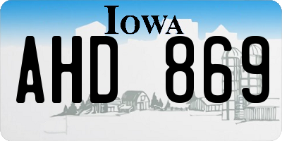 IA license plate AHD869