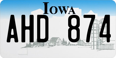 IA license plate AHD874