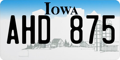IA license plate AHD875