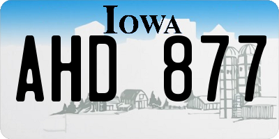 IA license plate AHD877