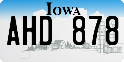 IA license plate AHD878