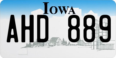 IA license plate AHD889