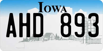 IA license plate AHD893
