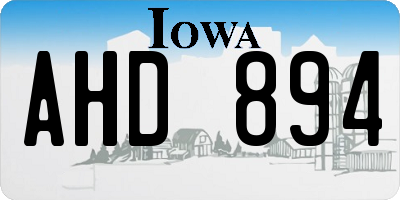 IA license plate AHD894