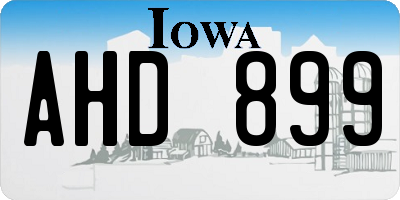 IA license plate AHD899