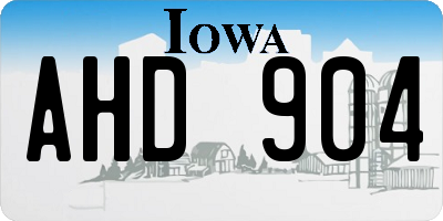 IA license plate AHD904