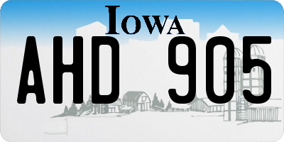 IA license plate AHD905