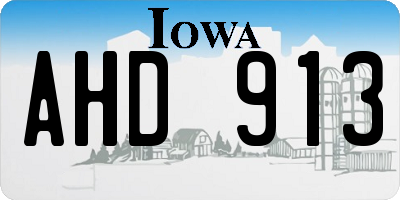 IA license plate AHD913