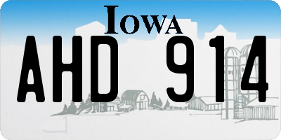 IA license plate AHD914