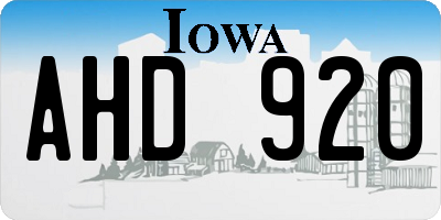 IA license plate AHD920