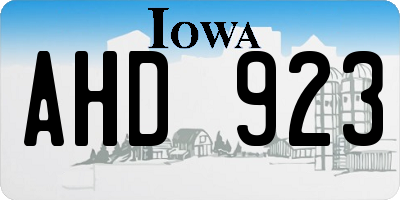 IA license plate AHD923