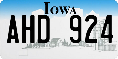 IA license plate AHD924