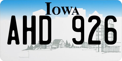 IA license plate AHD926