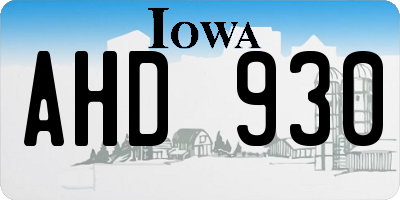 IA license plate AHD930