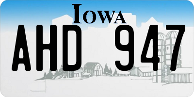 IA license plate AHD947