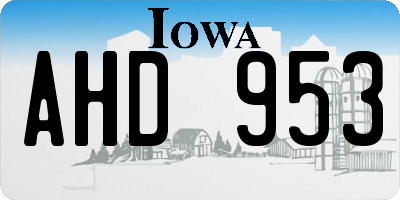 IA license plate AHD953