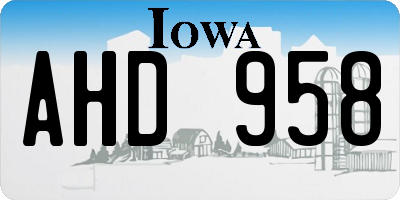 IA license plate AHD958