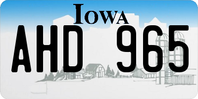 IA license plate AHD965