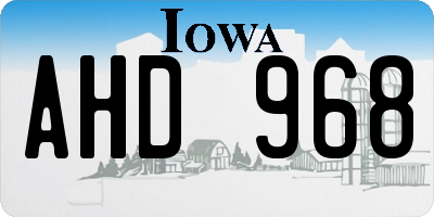 IA license plate AHD968
