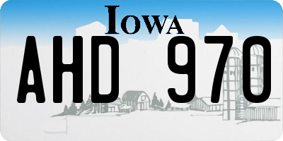IA license plate AHD970