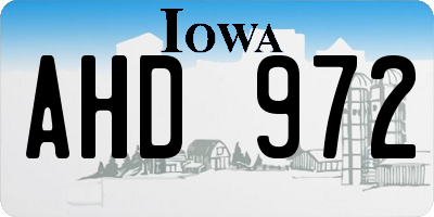 IA license plate AHD972