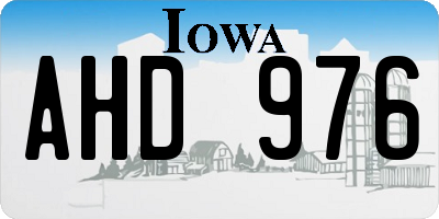 IA license plate AHD976