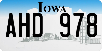 IA license plate AHD978