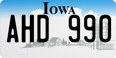 IA license plate AHD990