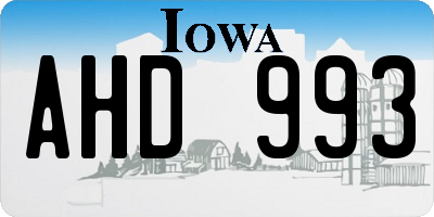 IA license plate AHD993