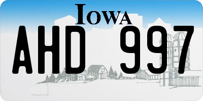 IA license plate AHD997
