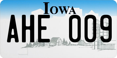 IA license plate AHE009
