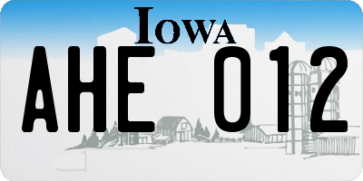 IA license plate AHE012