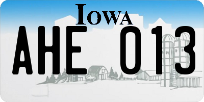 IA license plate AHE013