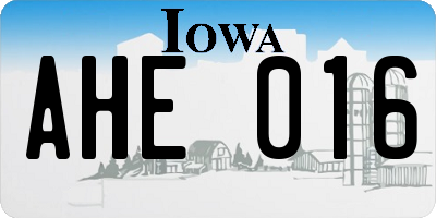 IA license plate AHE016