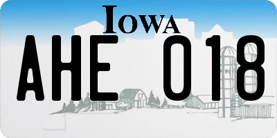 IA license plate AHE018
