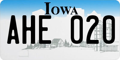 IA license plate AHE020
