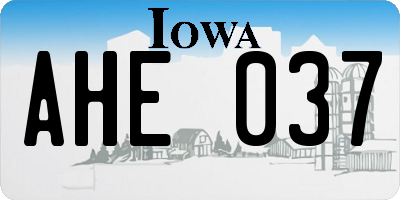 IA license plate AHE037