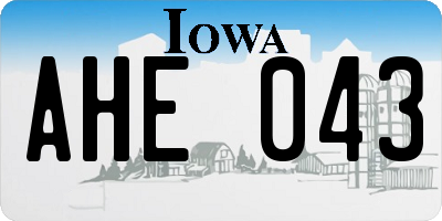 IA license plate AHE043