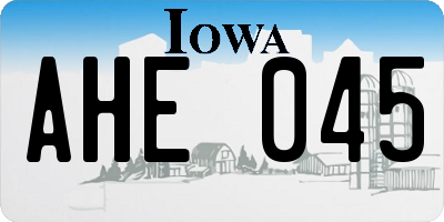 IA license plate AHE045