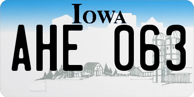 IA license plate AHE063