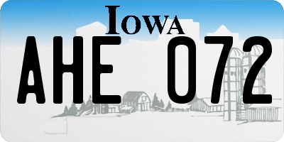 IA license plate AHE072