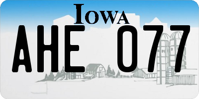 IA license plate AHE077