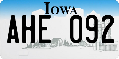 IA license plate AHE092