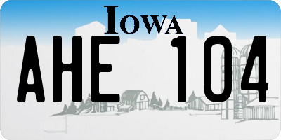 IA license plate AHE104