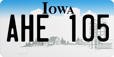 IA license plate AHE105