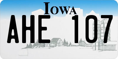 IA license plate AHE107